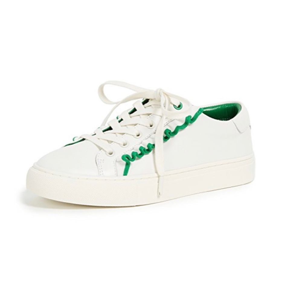 Tory Burch Sport White & Green Ruffle Sneakers 9.5 - Picture 3 of 6